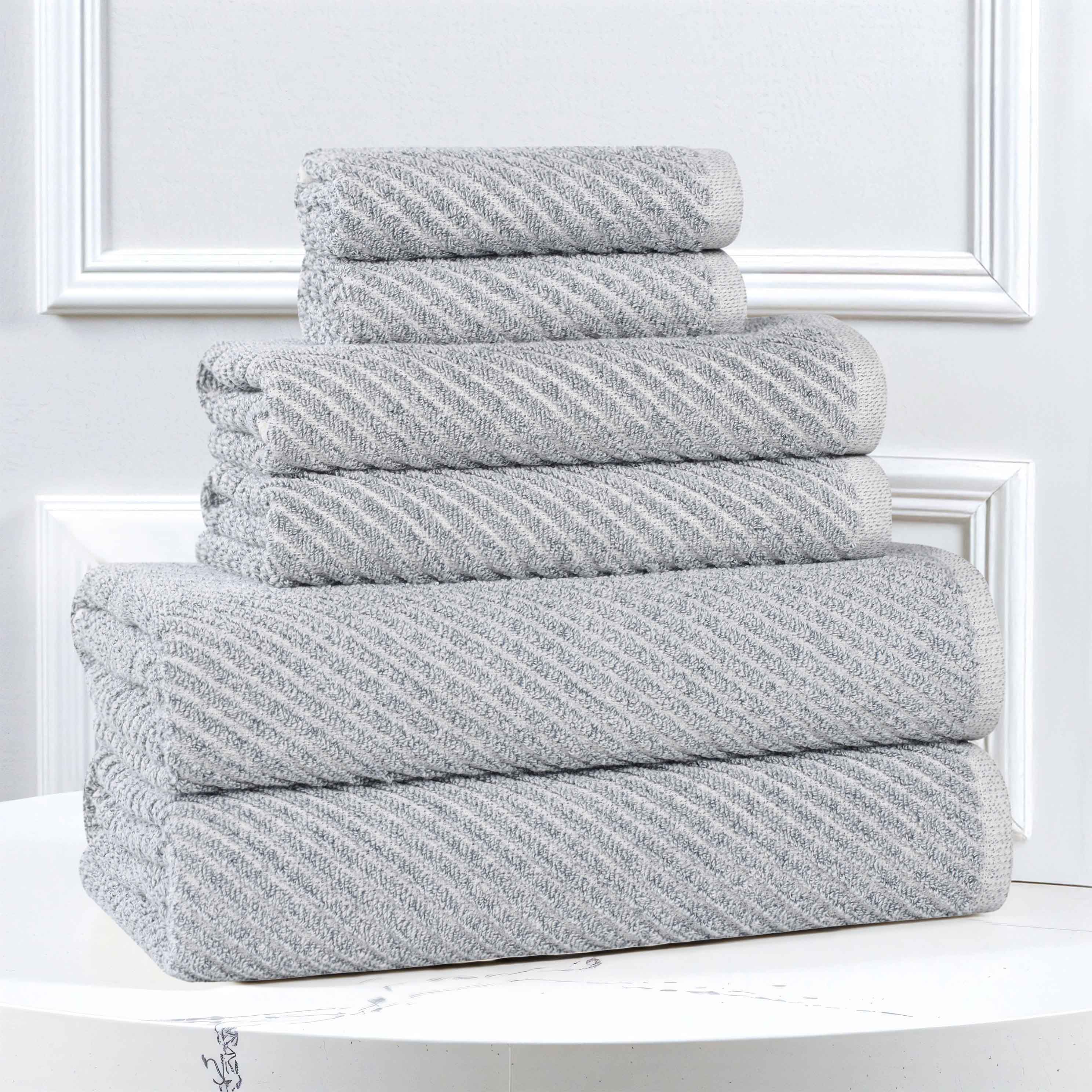 Amelia Cotton Blend Textured Diagonal Ribbed 6 Piece Towel Set - Towel Set by Superior