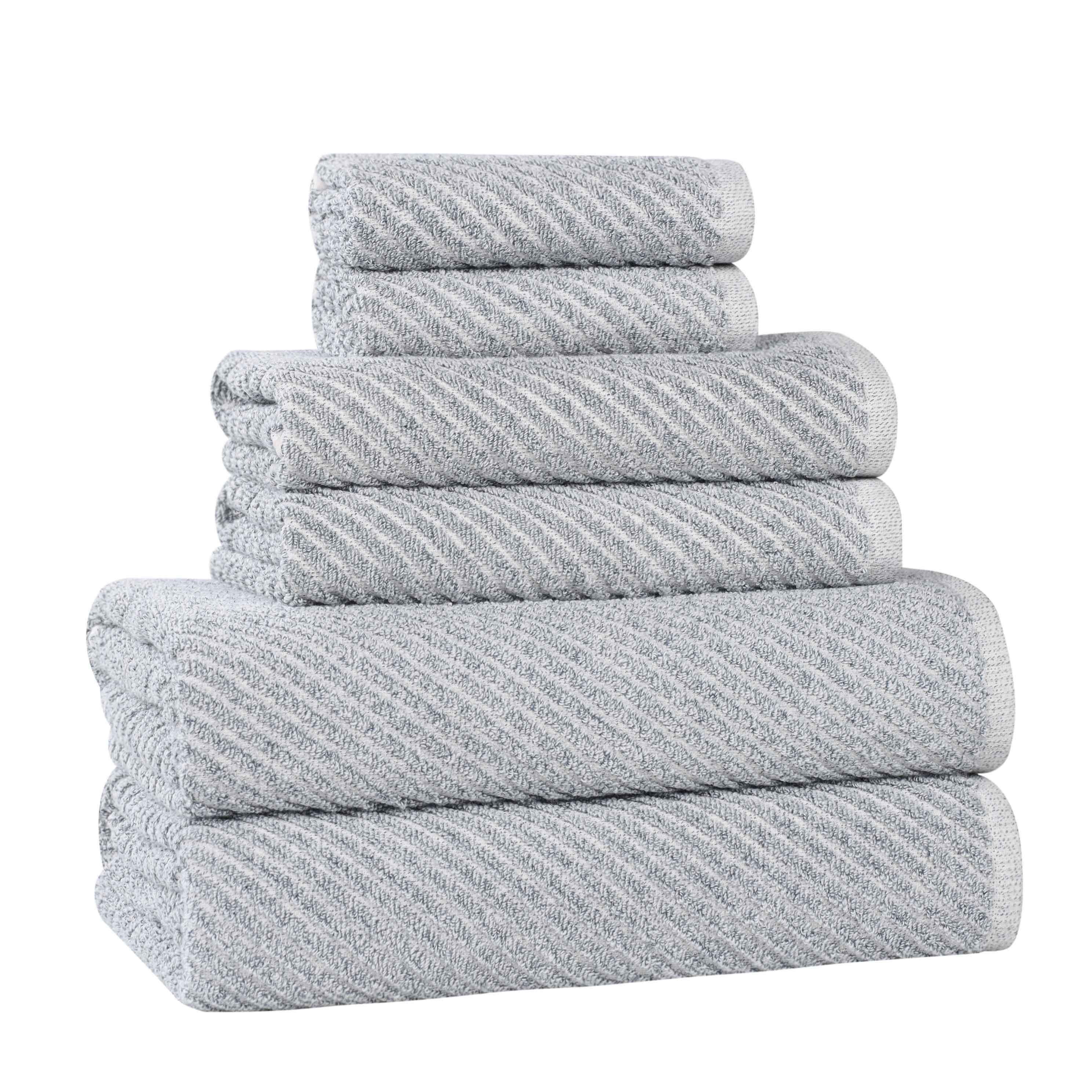 Amelia Cotton Blend Textured Diagonal Ribbed 6 Piece Towel Set - Towel Set by Superior