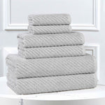 Amelia Cotton Blend Textured Diagonal Ribbed 6 Piece Towel Set - Towel Set by Superior