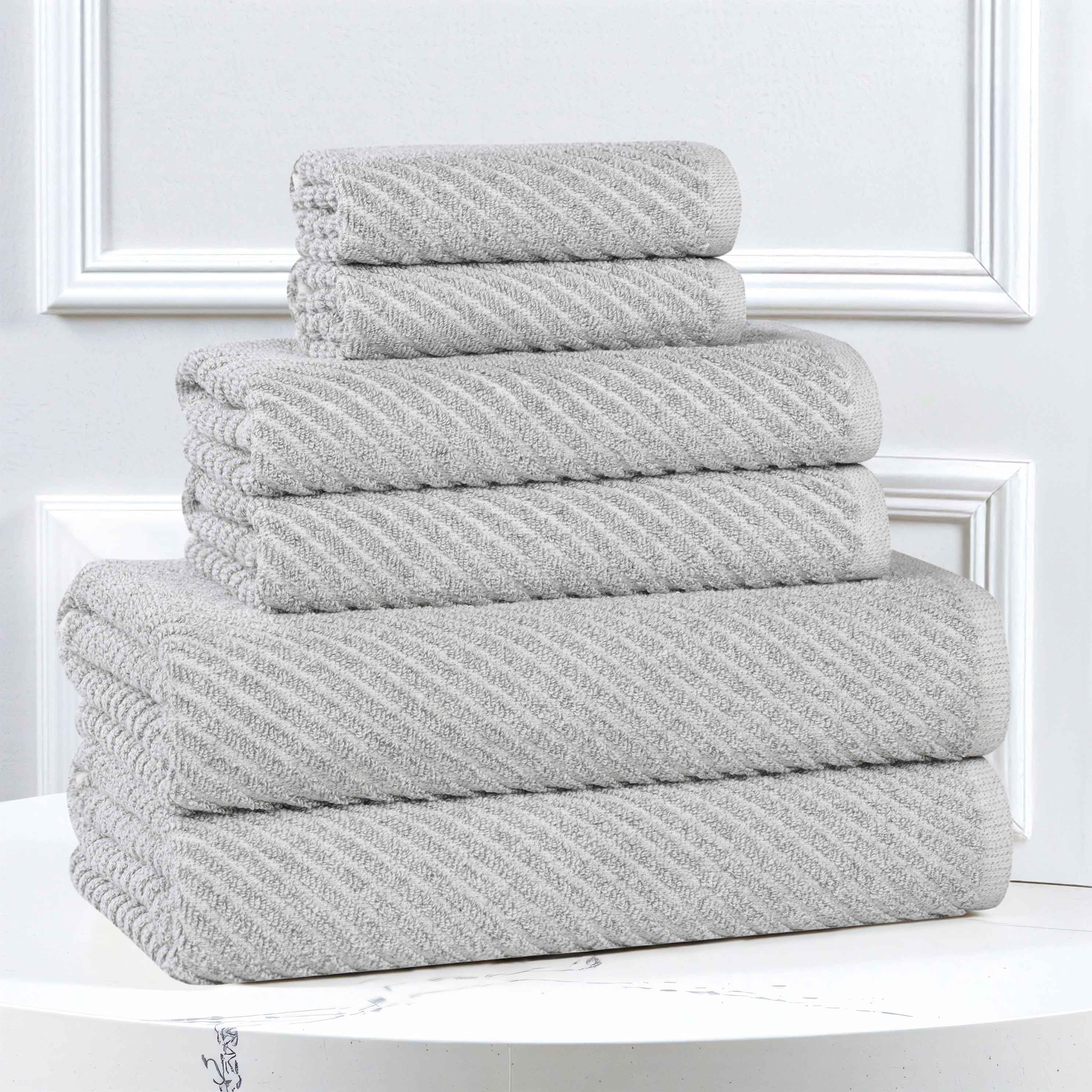 Amelia Cotton Blend Textured Diagonal Ribbed 6 Piece Towel Set - Towel Set by Superior