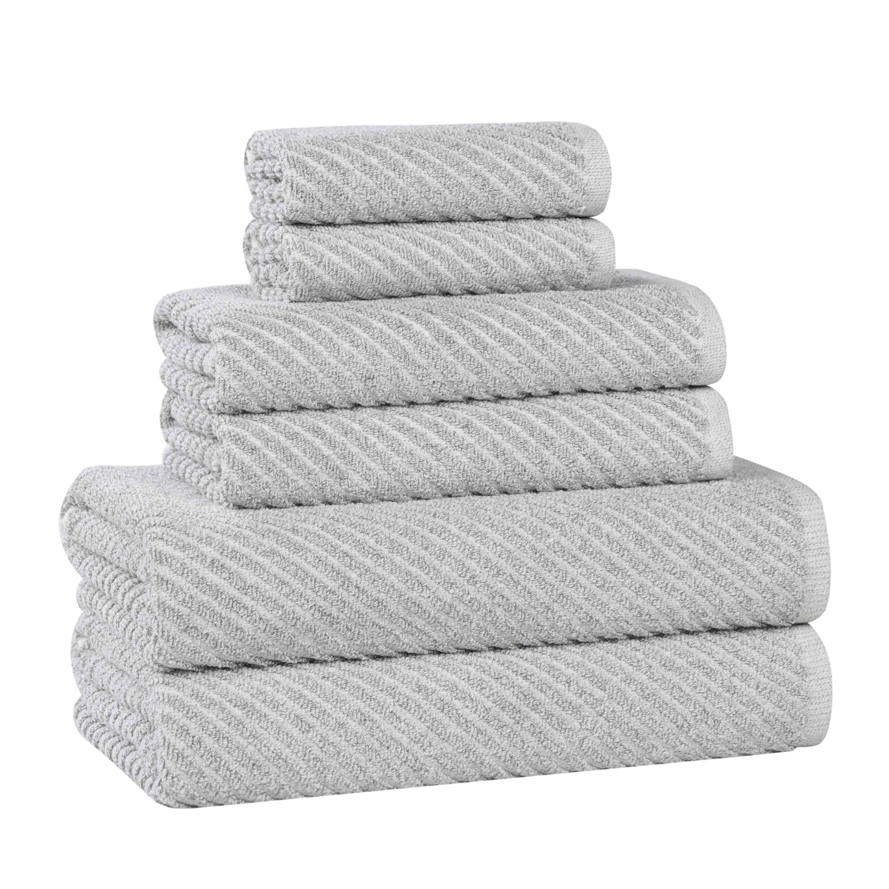 Amelia Cotton Blend Textured Diagonal Ribbed 6 Piece Towel Set - Towel Set by Superior