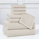 Amelia Cotton Blend Textured Diagonal Ribbed 8 Piece Towel Set - Towel Set by Superior