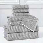 Amelia Cotton Blend Textured Diagonal Ribbed 8 Piece Towel Set - Towel Set by Superior