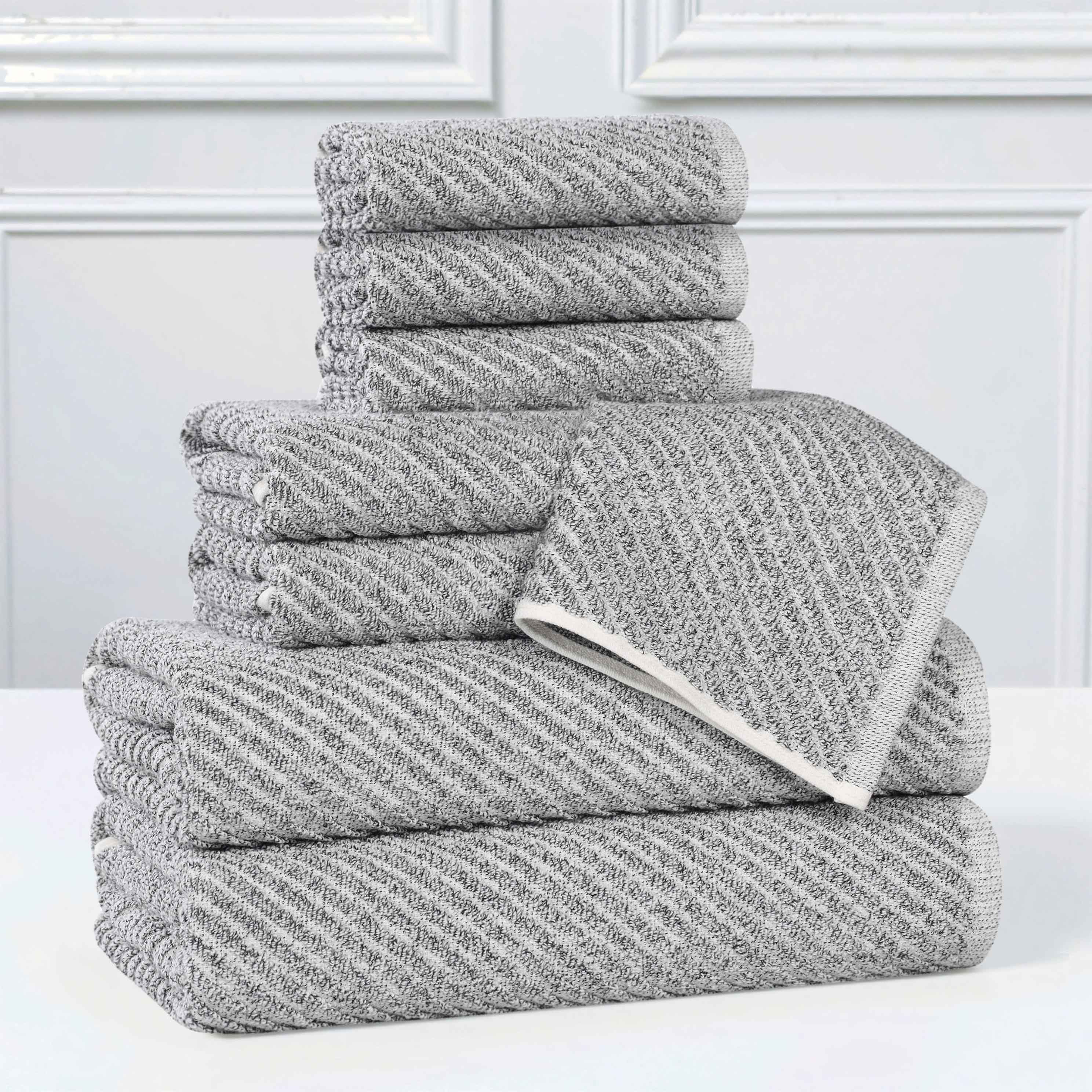 Amelia Cotton Blend Textured Diagonal Ribbed 8 Piece Towel Set - Towel Set by Superior