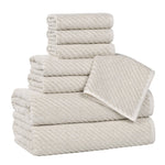 Amelia Cotton Blend Textured Diagonal Ribbed 8 Piece Towel Set - Towel Set by Superior