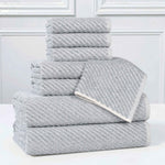 Amelia Cotton Blend Textured Diagonal Ribbed 8 Piece Towel Set - Towel Set by Superior