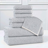 Amelia Cotton Blend Textured Diagonal Ribbed 8 Piece Towel Set - Towel Set by Superior