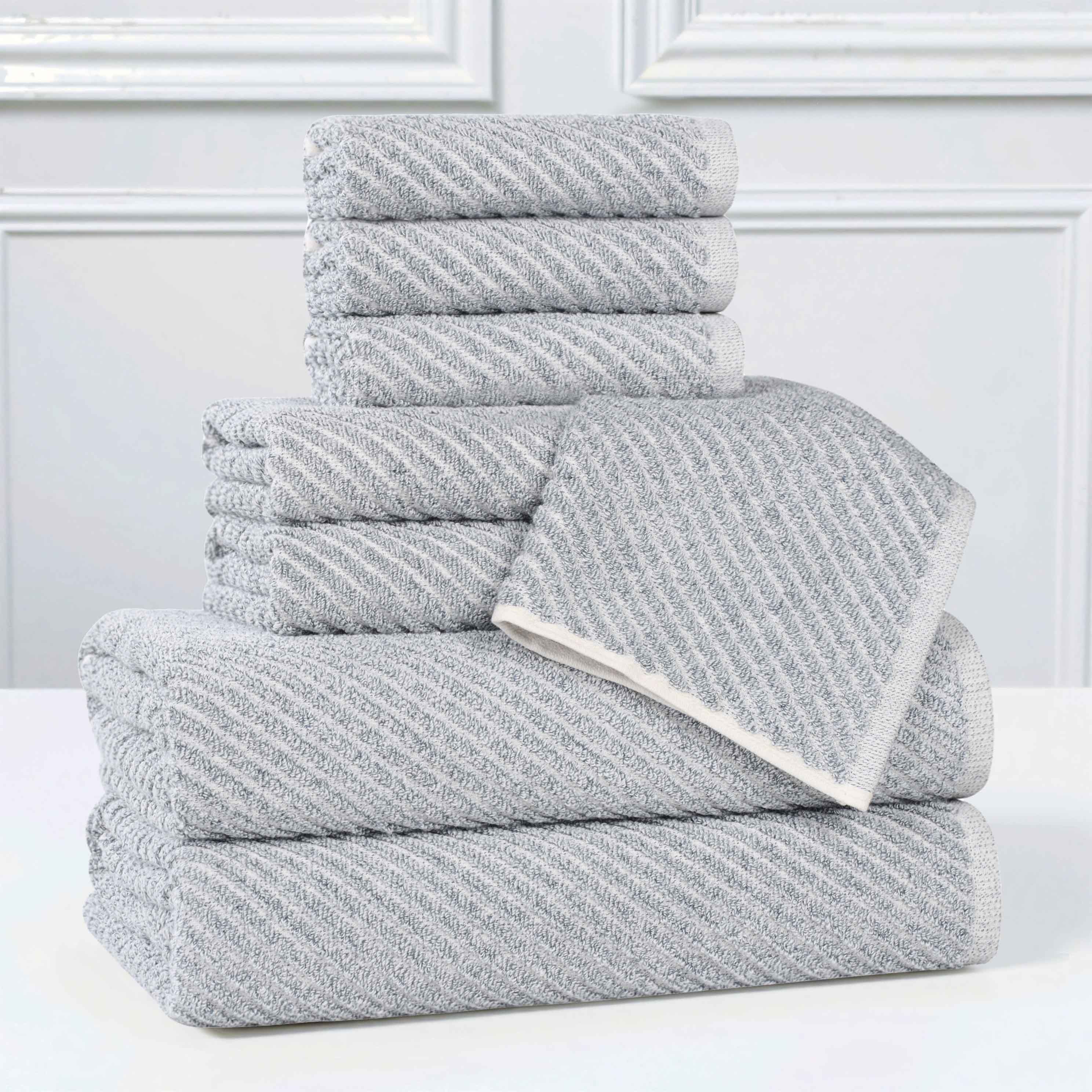 Amelia Cotton Blend Textured Diagonal Ribbed 8 Piece Towel Set - Towel Set by Superior