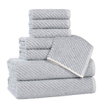 Amelia Cotton Blend Textured Diagonal Ribbed 8 Piece Towel Set - Towel Set by Superior