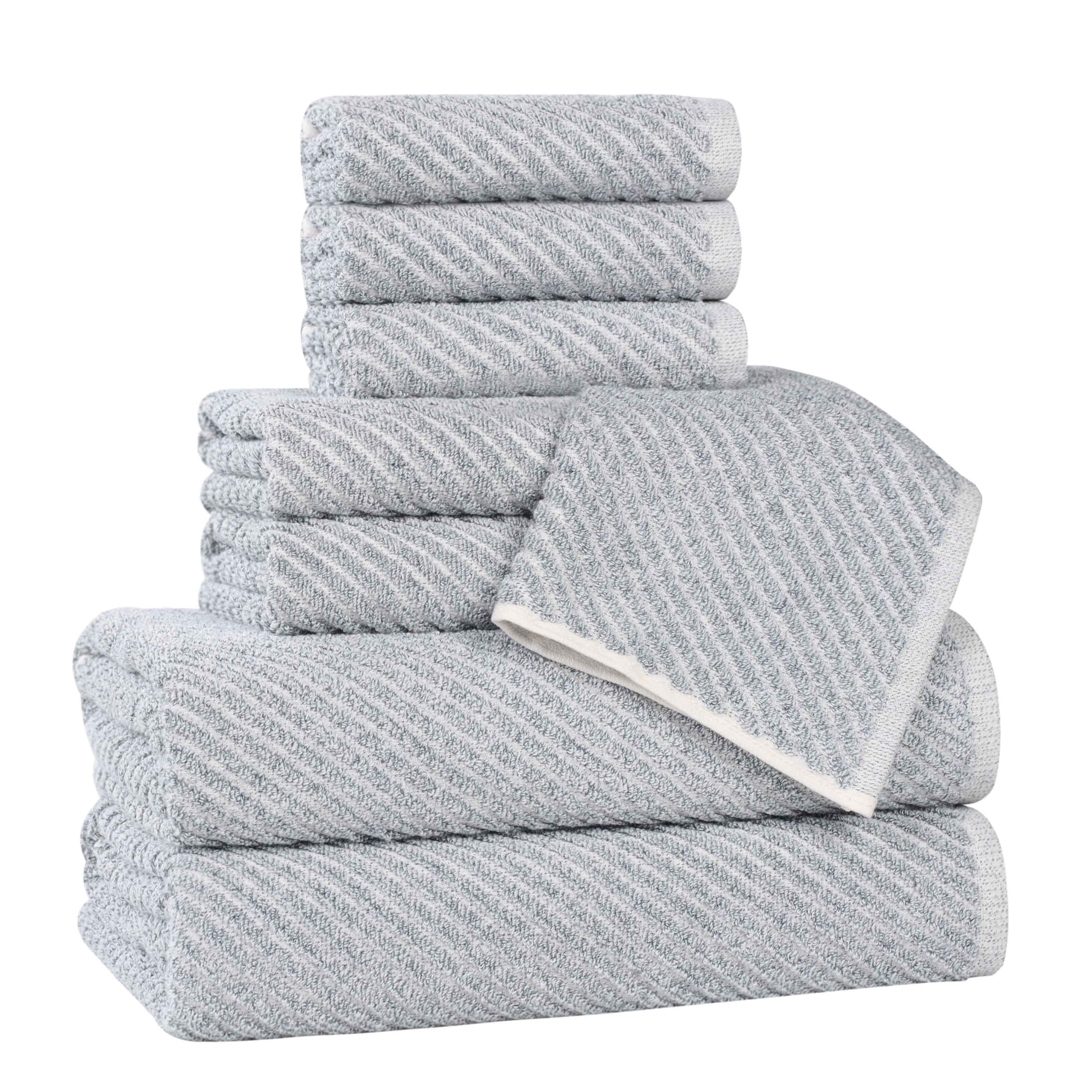 Amelia Cotton Blend Textured Diagonal Ribbed 8 Piece Towel Set - Towel Set by Superior