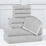 Amelia Cotton Blend Textured Diagonal Ribbed 8 Piece Towel Set - Towel Set by Superior