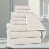 Amelia Cotton Blend Textured Diagonal Ribbed 9 Piece Towel Set - Towel Set by Superior