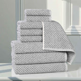 Amelia Cotton Blend Textured Diagonal Ribbed 9 Piece Towel Set - Towel Set by Superior