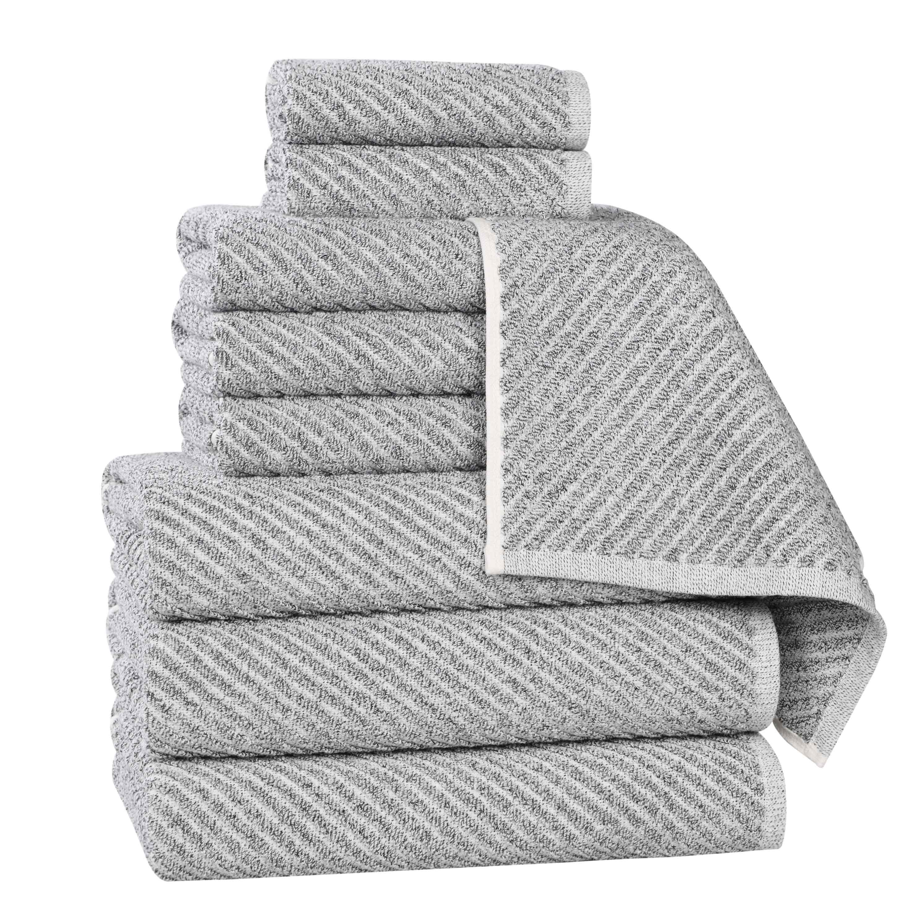 Amelia Cotton Blend Textured Diagonal Ribbed 9 Piece Towel Set - Towel Set by Superior