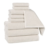 Amelia Cotton Blend Textured Diagonal Ribbed 9 Piece Towel Set - Towel Set by Superior