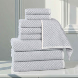 Amelia Cotton Blend Textured Diagonal Ribbed 9 Piece Towel Set - Towel Set by Superior