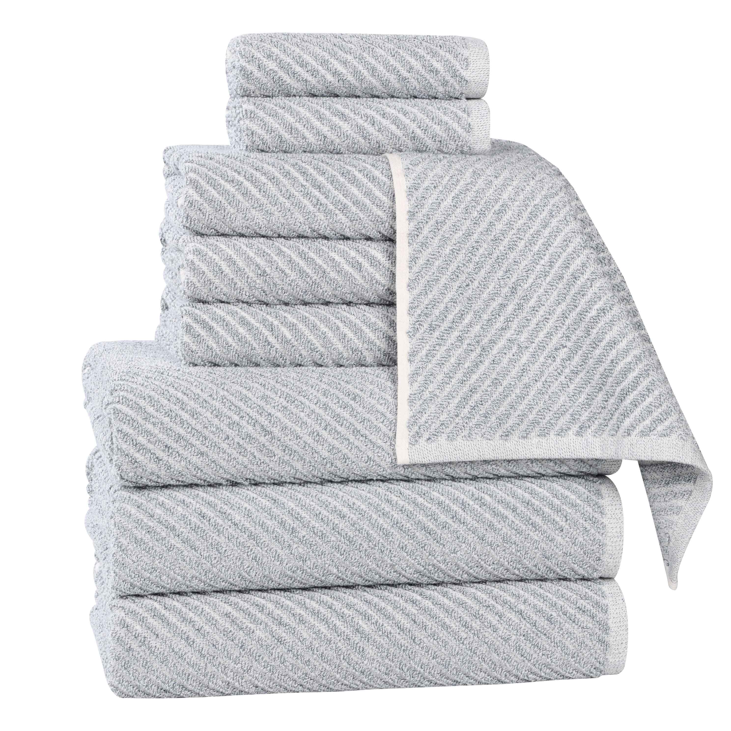 Amelia Cotton Blend Textured Diagonal Ribbed 9 Piece Towel Set - Towel Set by Superior