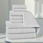 Amelia Cotton Blend Textured Diagonal Ribbed 9 Piece Towel Set - Towel Set by Superior