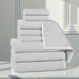 Amelia Cotton Blend Textured Diagonal Ribbed 9 Piece Towel Set - Towel Set by Superior