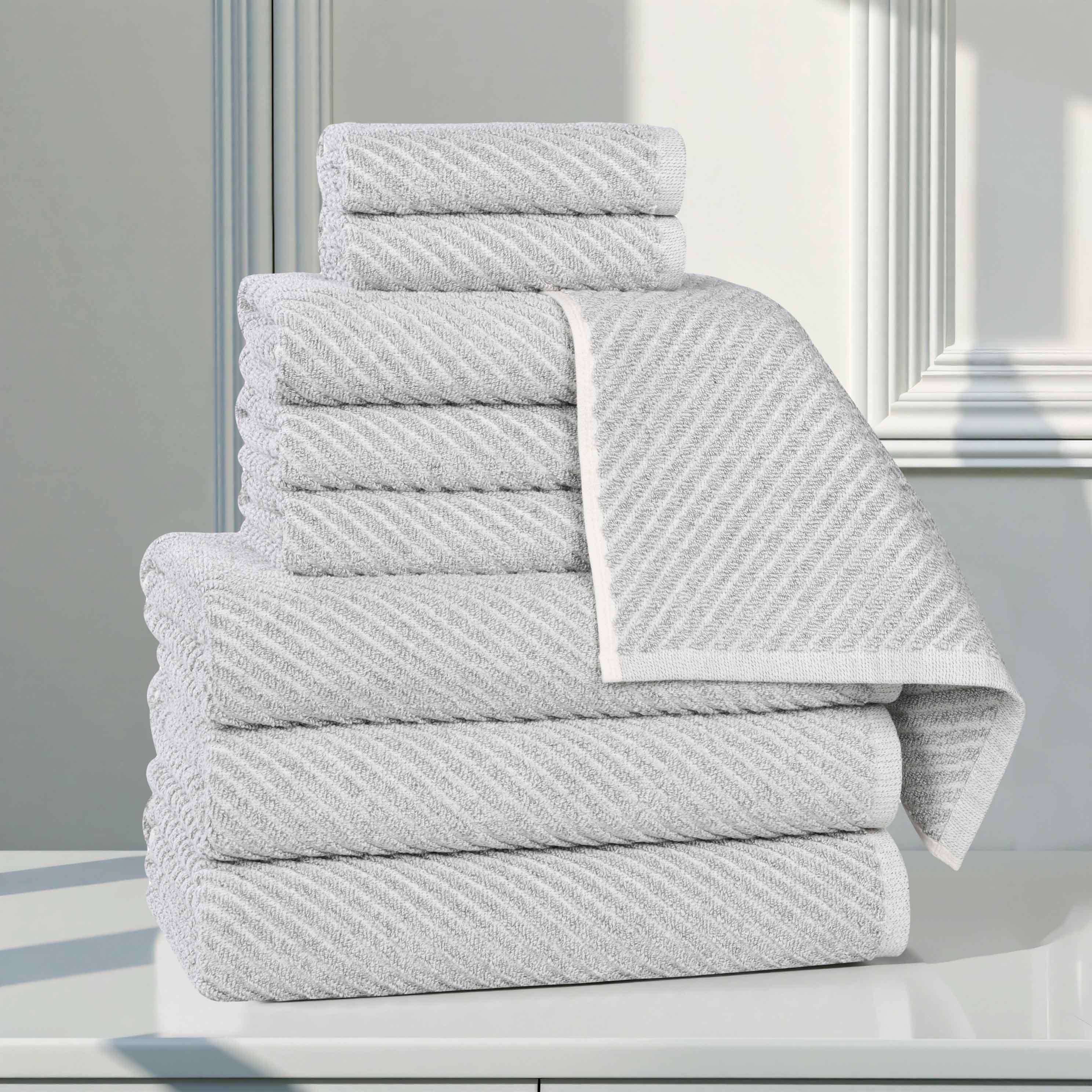 Amelia Cotton Blend Textured Diagonal Ribbed 9 Piece Towel Set - Towel Set by Superior