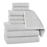 Amelia Cotton Blend Textured Diagonal Ribbed 9 Piece Towel Set - Towel Set by Superior