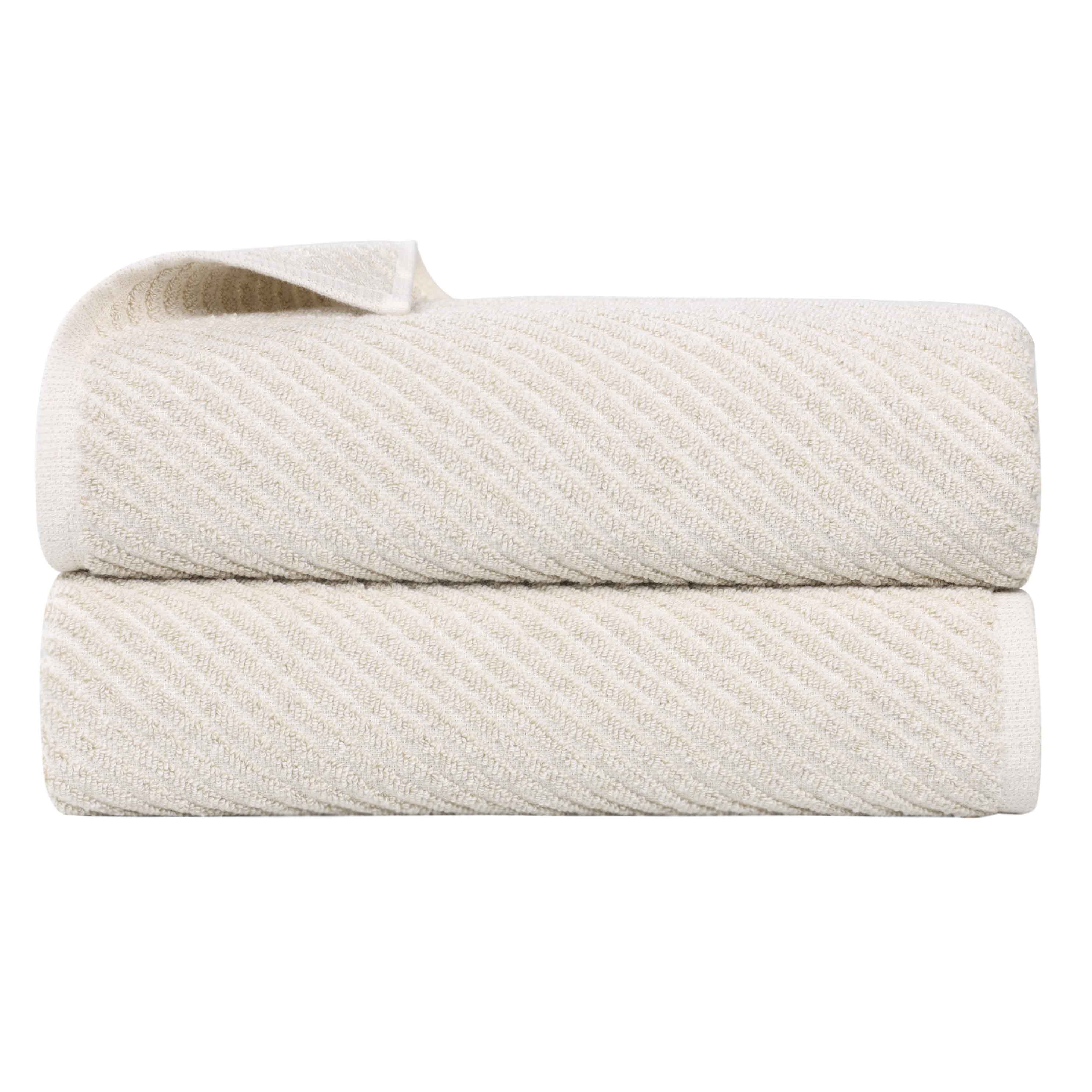 Amelia Cotton Blend Textured Diagonal Ribbed Bath Sheets, Set of 2 - Bath Sheet by Superior