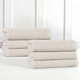 Amelia Cotton Blend Textured Diagonal Ribbed Hand Towels, Set of 6 - Hand Towel by Superior