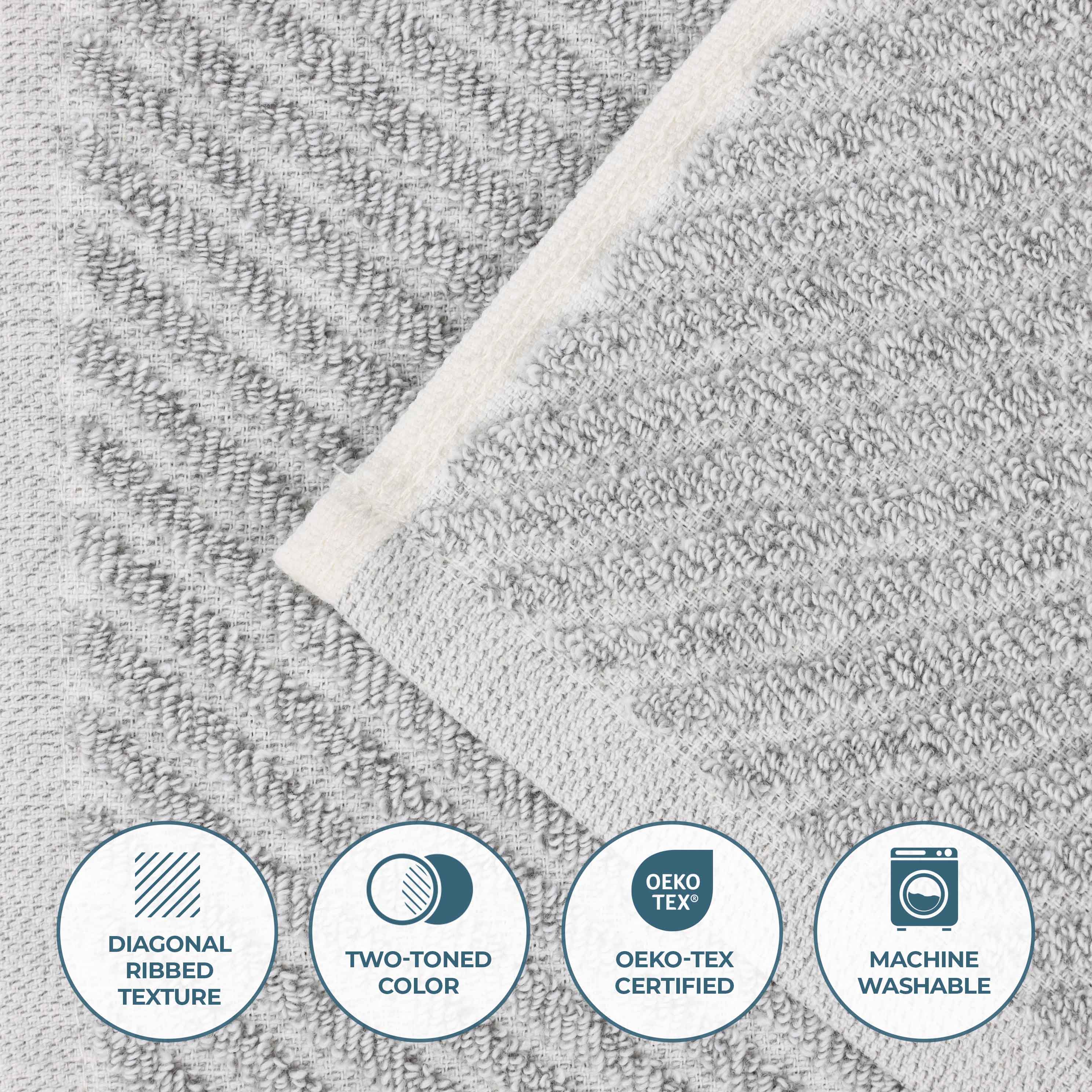 Amelia Cotton Blend Textured Diagonal Ribbed Hand Towels, Set of 6 - Hand Towel by Superior