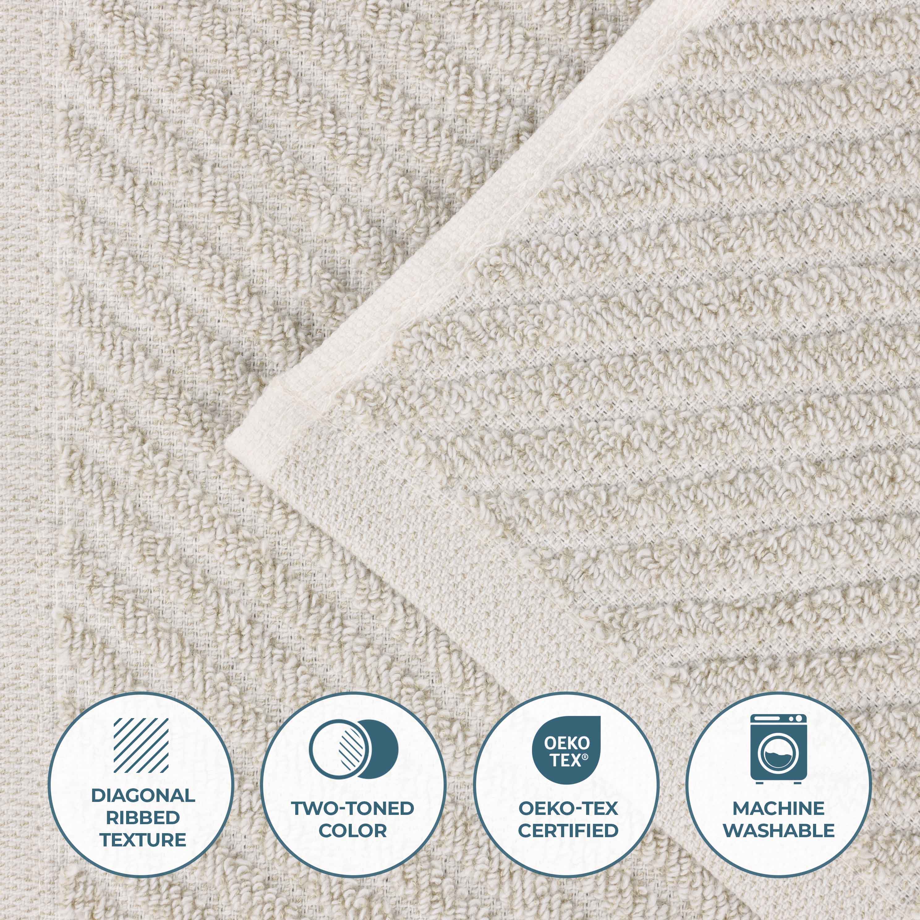 Amelia Cotton Blend Textured Diagonal Ribbed Hand Towels, Set of 6 - Hand Towel by Superior