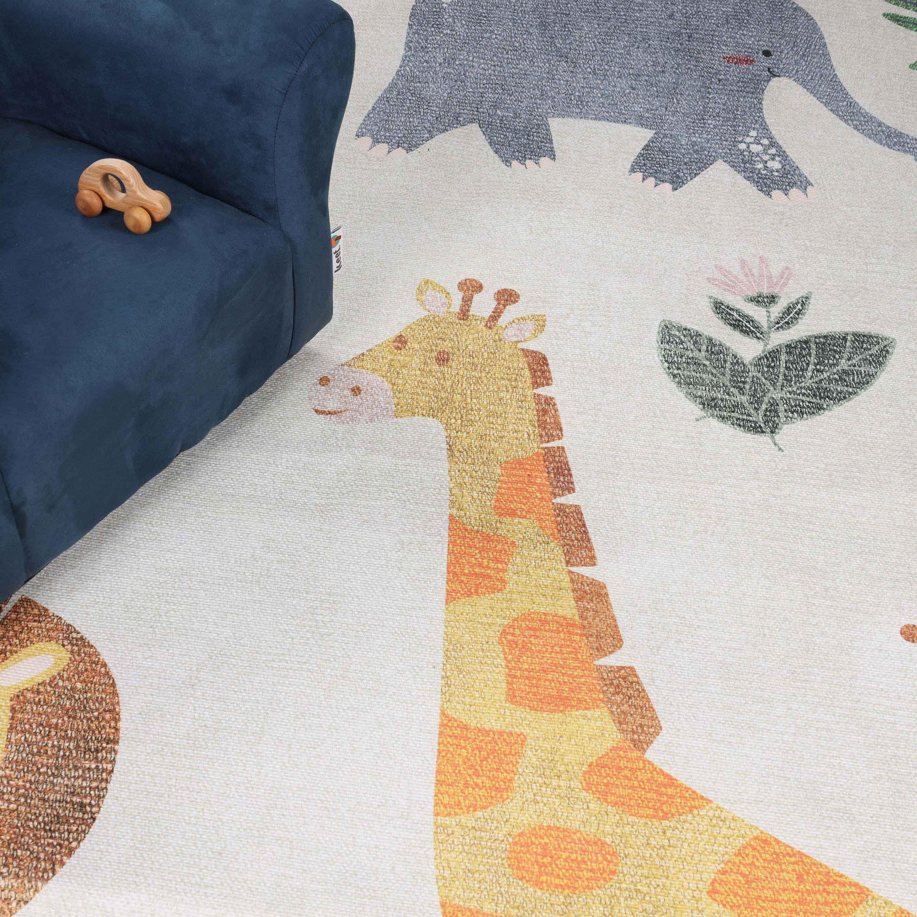 Animal Safari Non-Slip Kids Playroom Indoor Area Rug - by Superior