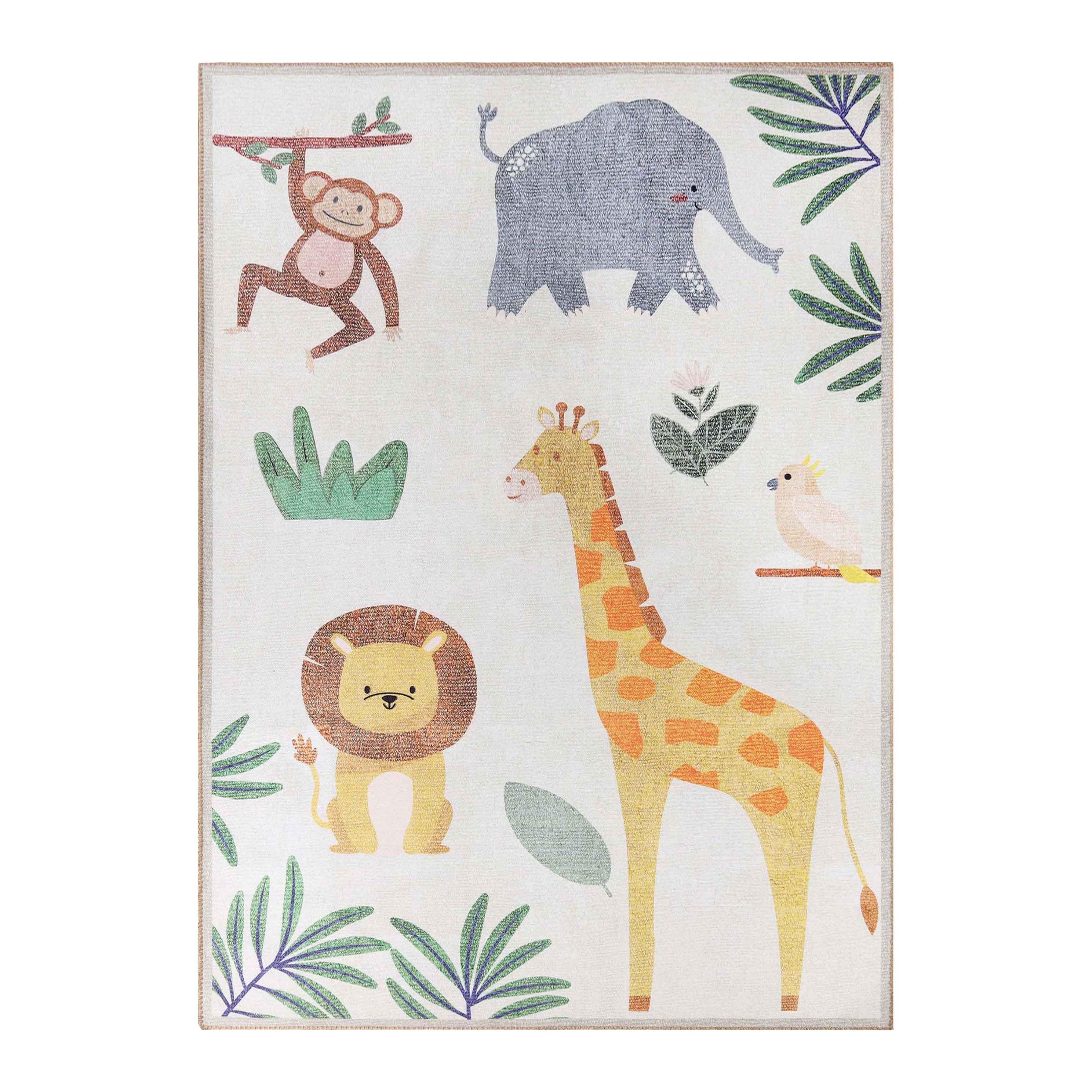 Animal Safari Non-Slip Kids Playroom Indoor Area Rug - by Superior