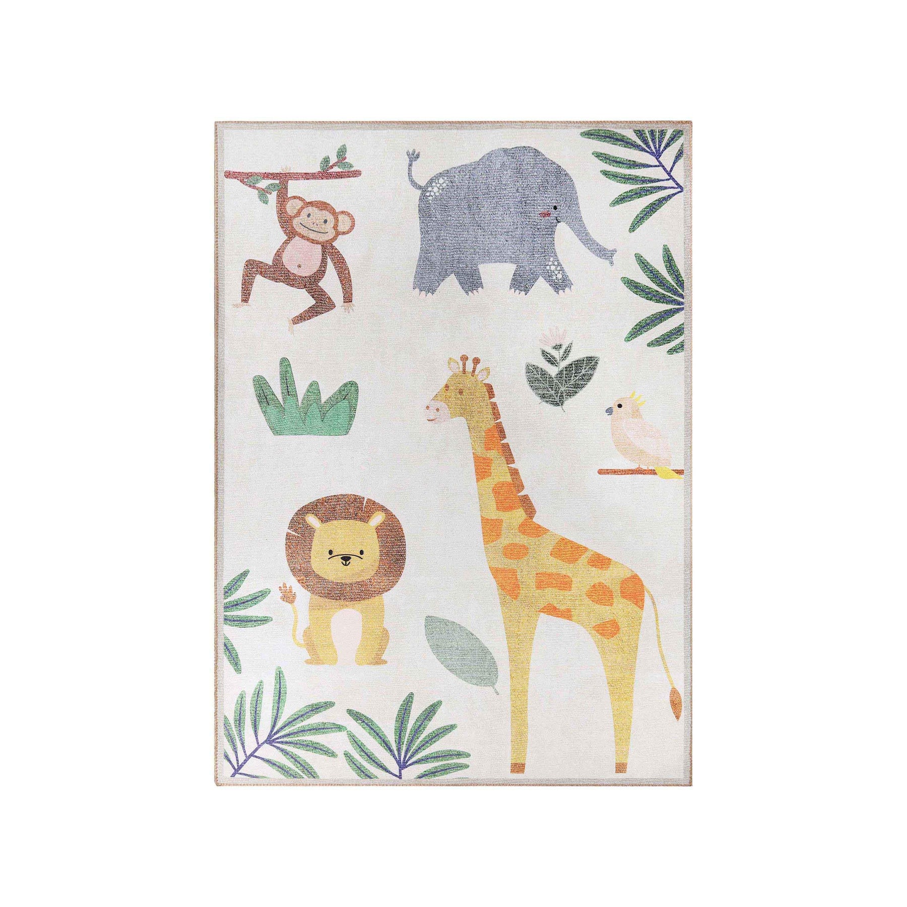 Animal Safari Non-Slip Kids Playroom Indoor Area Rug - by Superior