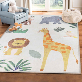 Animal Safari Non-Slip Kids Playroom Indoor Area Rug - by Superior