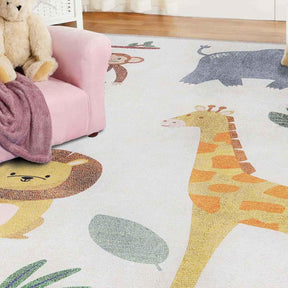 Animal Safari Non-Slip Kids Playroom Indoor Area Rug - by Superior