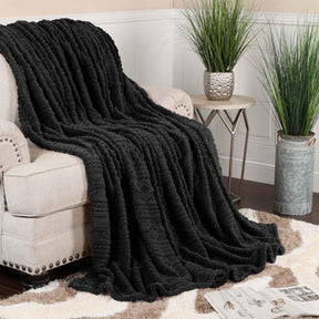 Arctic Boho Knit Jacquard Fleece Plush Medium Weight Fluffy Blanket - Blanket by Superior