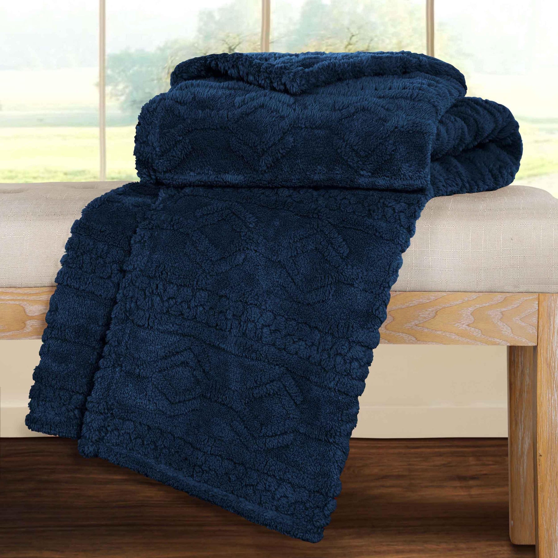 Arctic Boho Knit Jacquard Fleece Plush Medium Weight Fluffy Blanket - Blanket by Superior