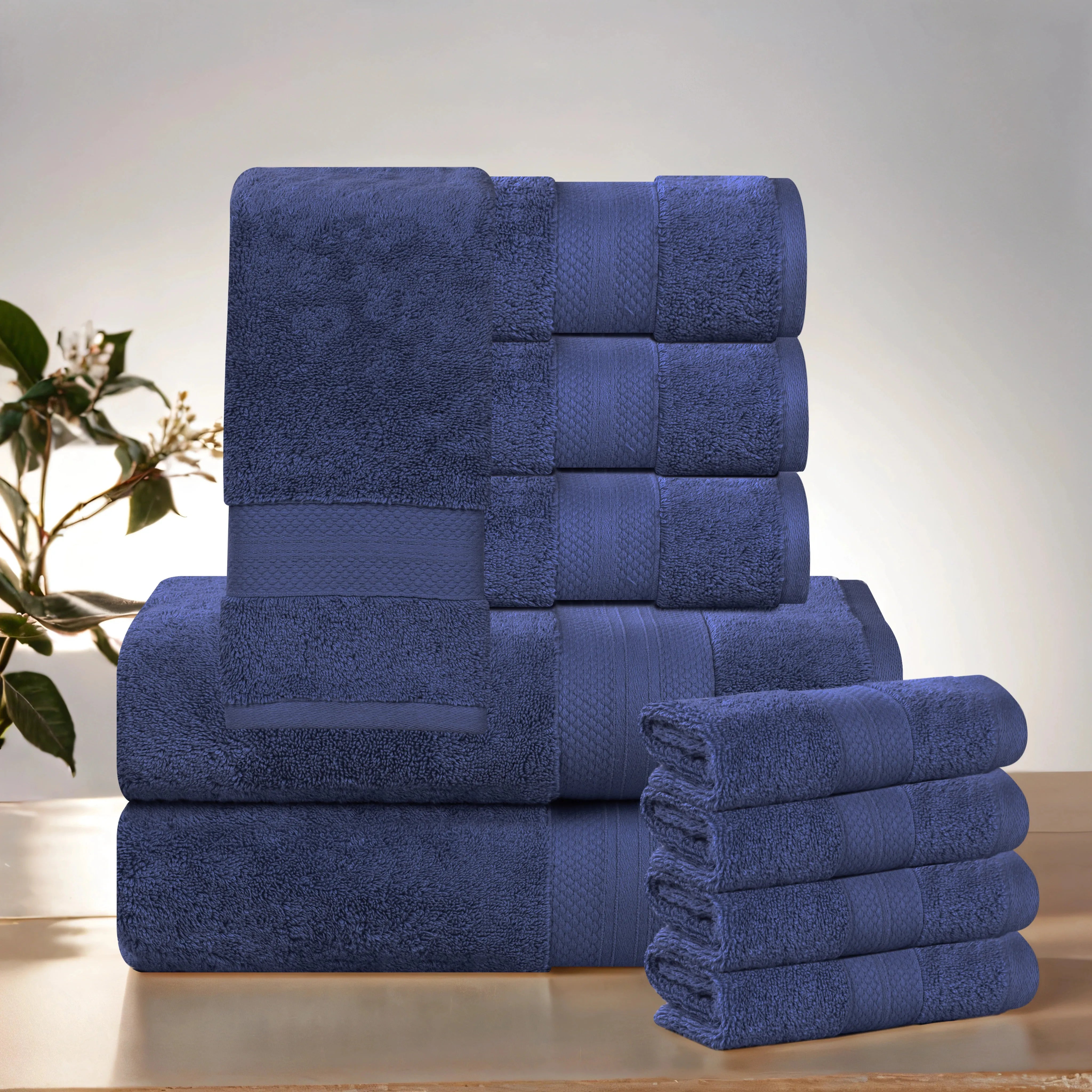 Aria Turkish Cotton Heavyweight Absorbent Solid 10 Piece Plush Towel Set - Towel Set by Superior