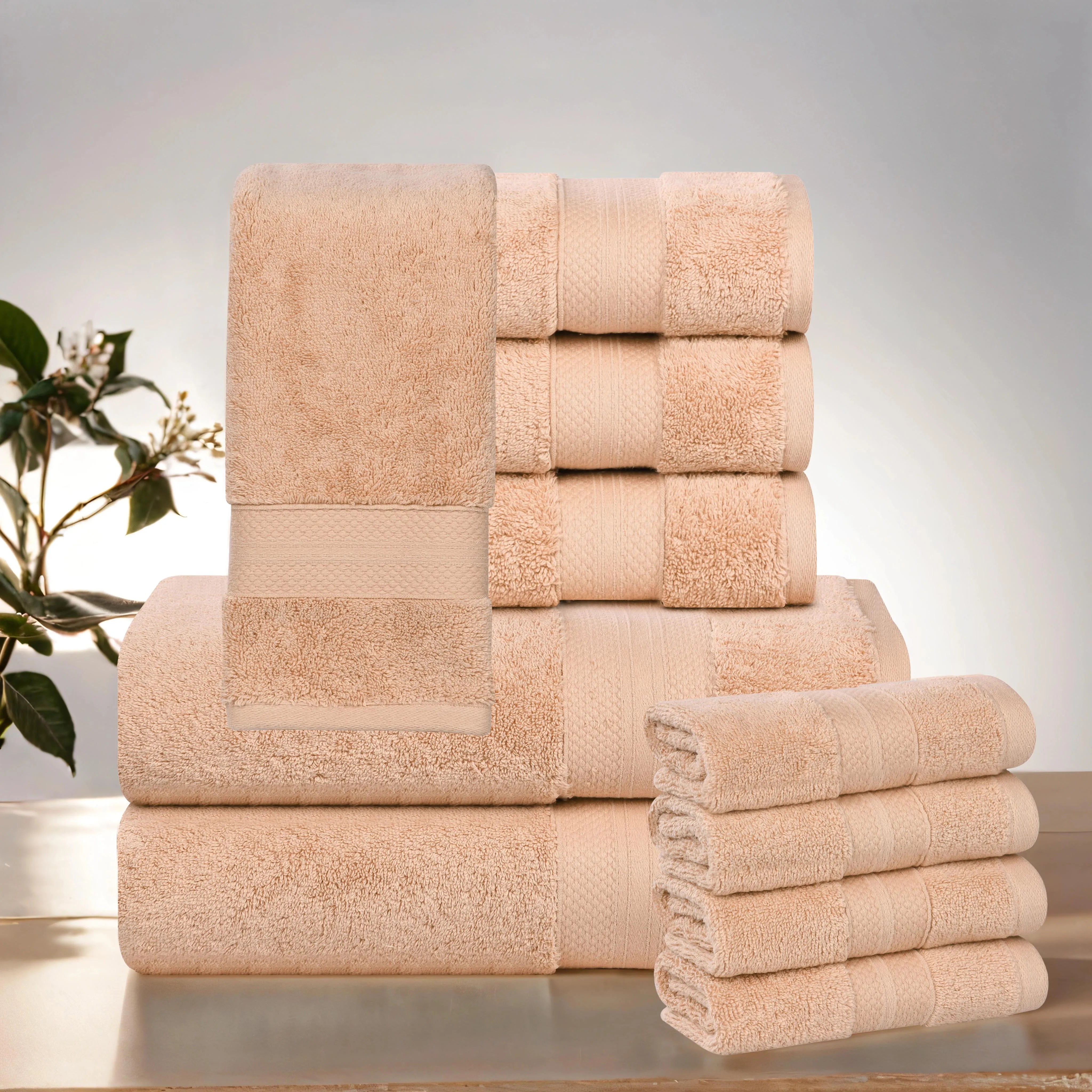 Aria Turkish Cotton Heavyweight Absorbent Solid 10 Piece Plush Towel Set - Towel Set by Superior