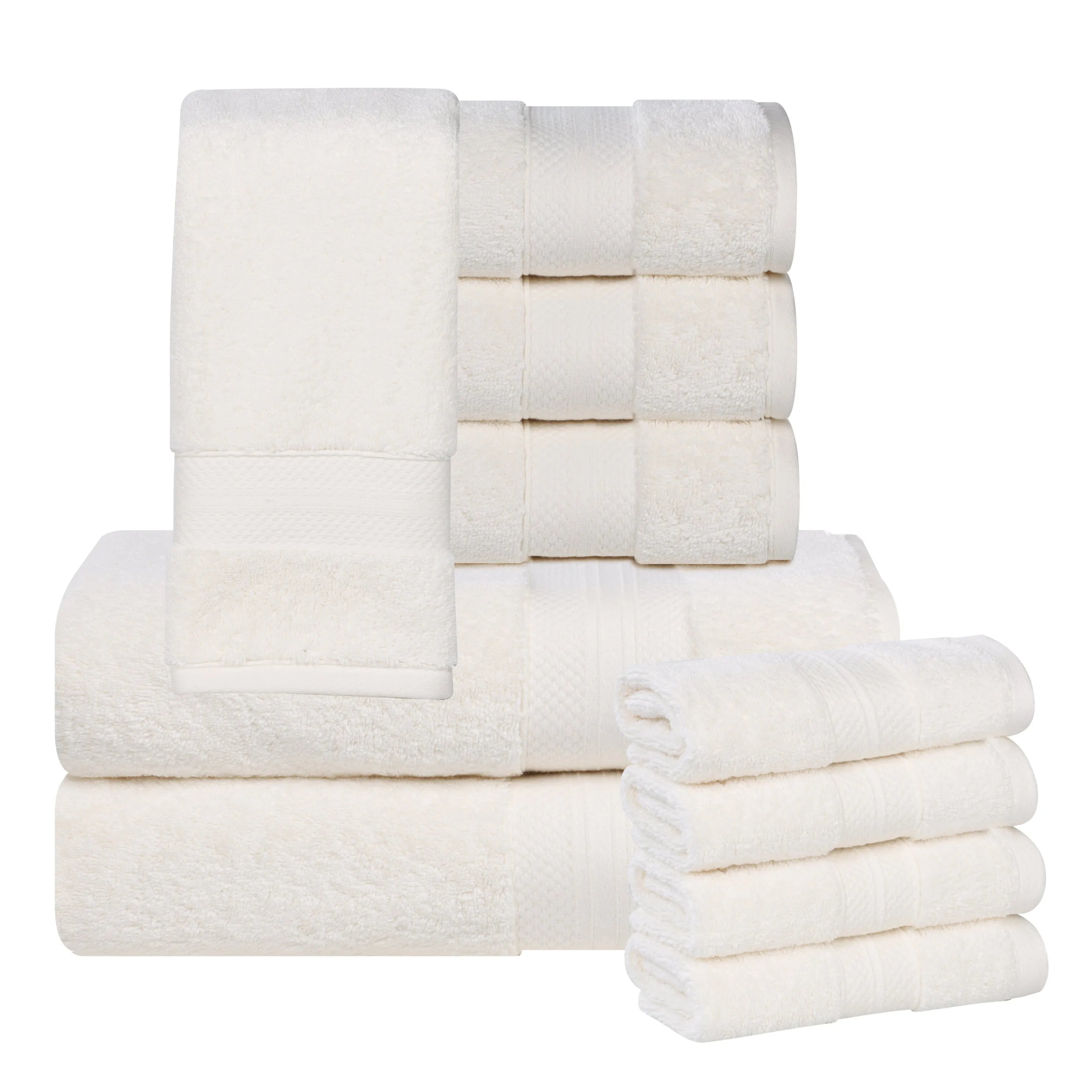 Aria Turkish Cotton Heavyweight Absorbent Solid 10 Piece Plush Towel Set - Towel Set by Superior