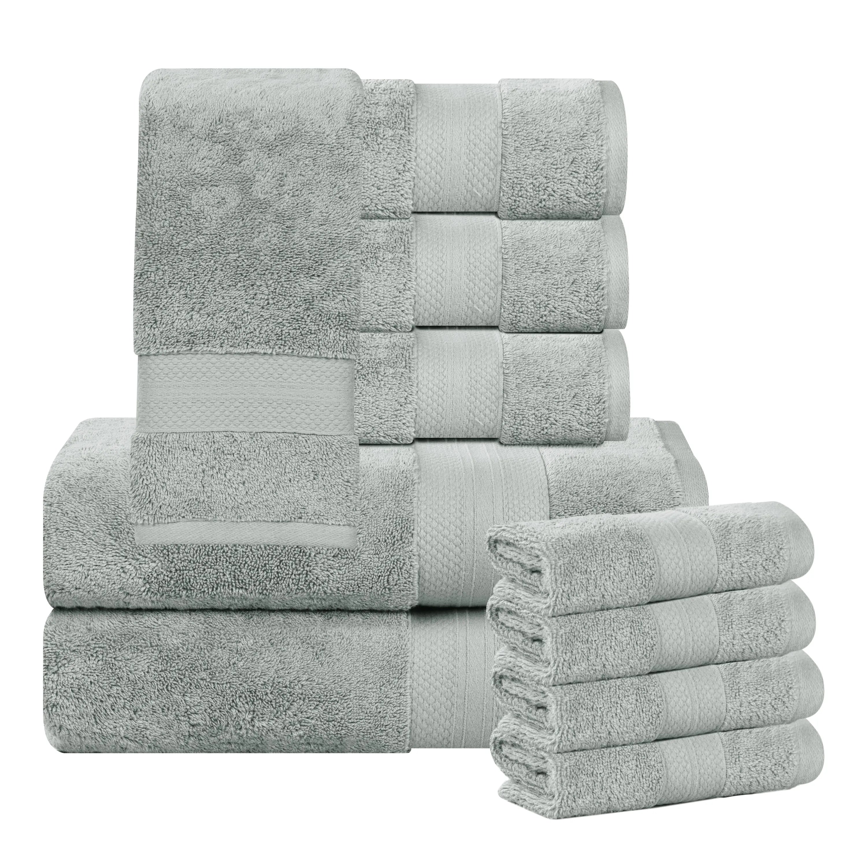 Aria Turkish Cotton Heavyweight Absorbent Solid 10 Piece Plush Towel Set - Towel Set by Superior