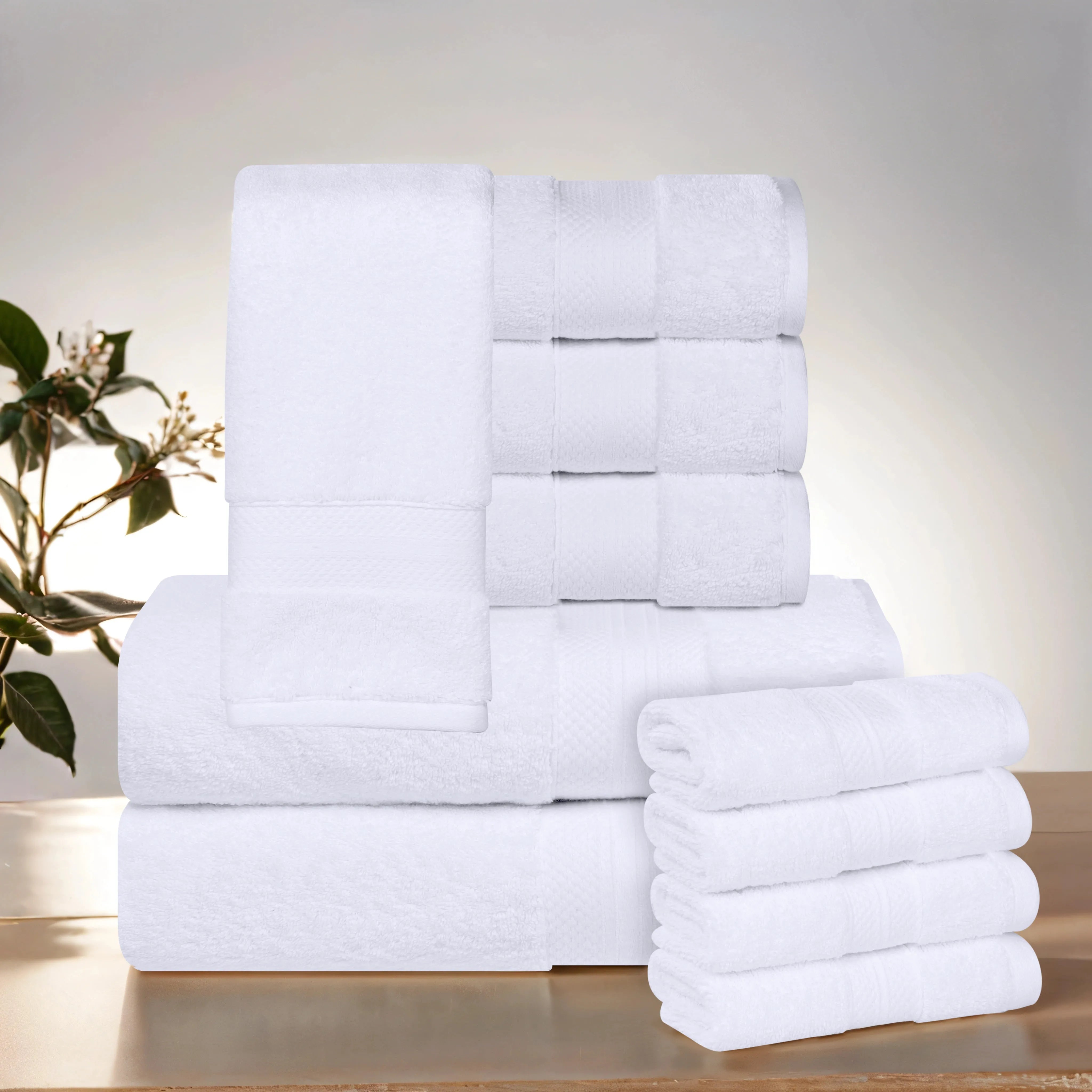 Aria Turkish Cotton Heavyweight Absorbent Solid 10 Piece Plush Towel Set - Towel Set by Superior