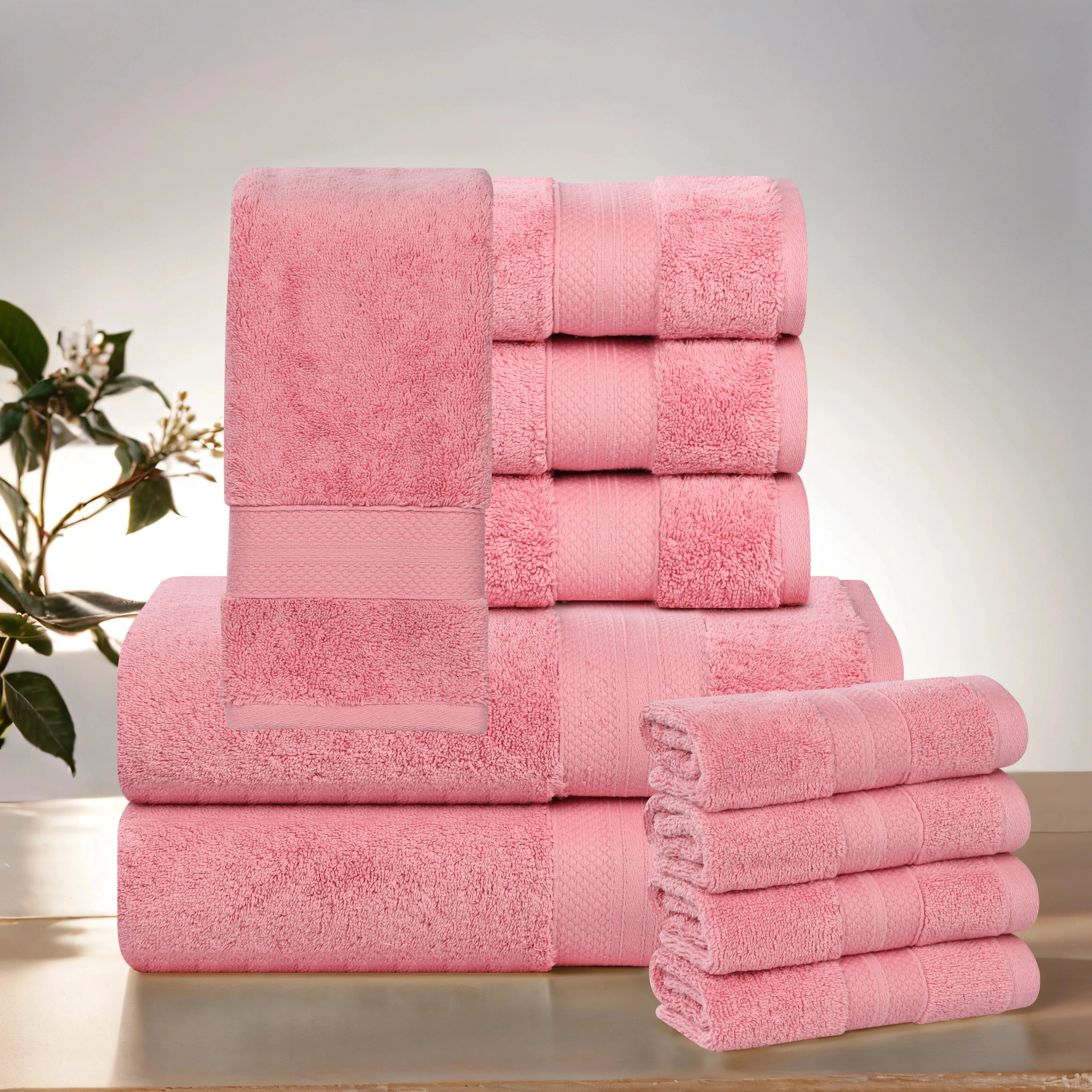 Aria Turkish Cotton Heavyweight Absorbent Solid 10 Piece Plush Towel Set - Towel Set by Superior