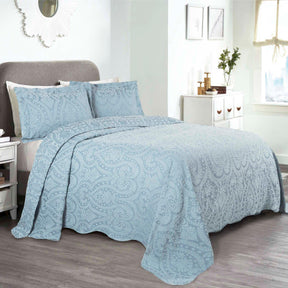 Aspen Cotton Blend Jacquard Floral Scalloped Edge Bedspread Set - Bedspread by Superior