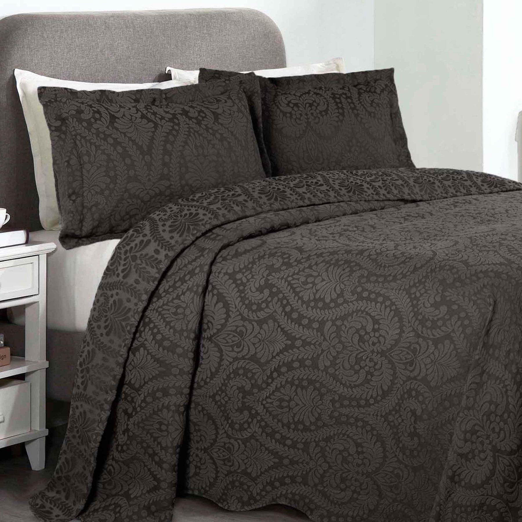 Aspen Cotton Blend Jacquard Floral Scalloped Edge Bedspread Set - Bedspread by Superior