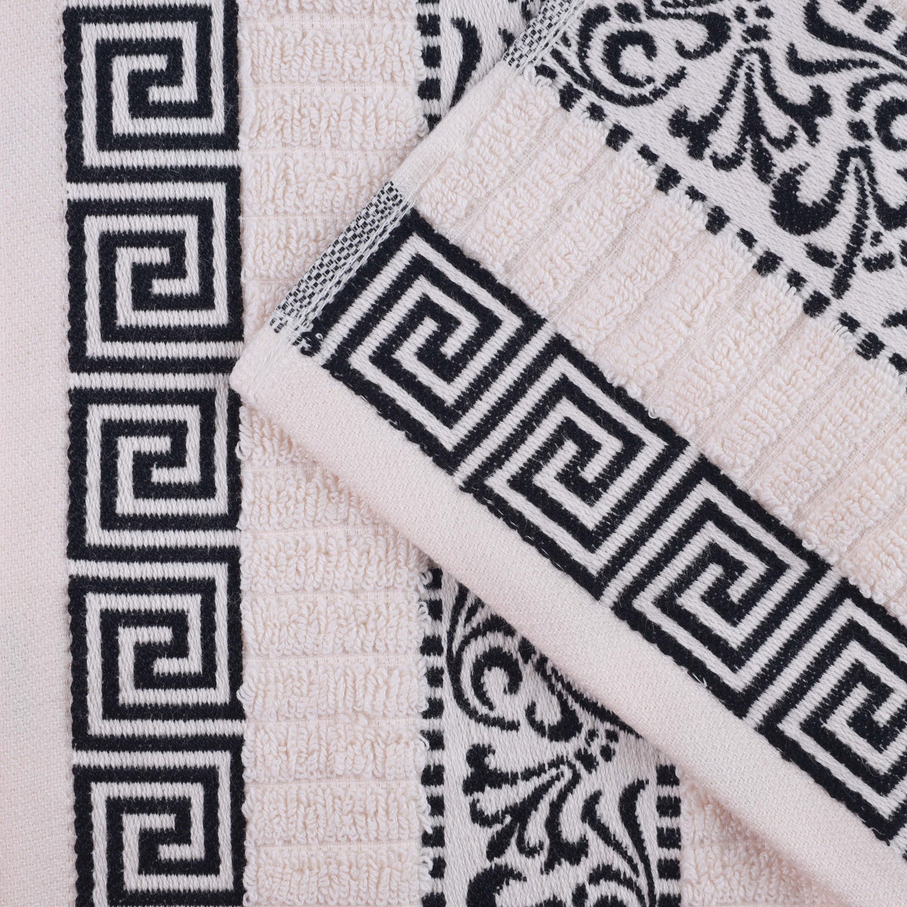 Athens Cotton Greek Key Trim Bath Towel Set of 4 - Bath Towel by Superior