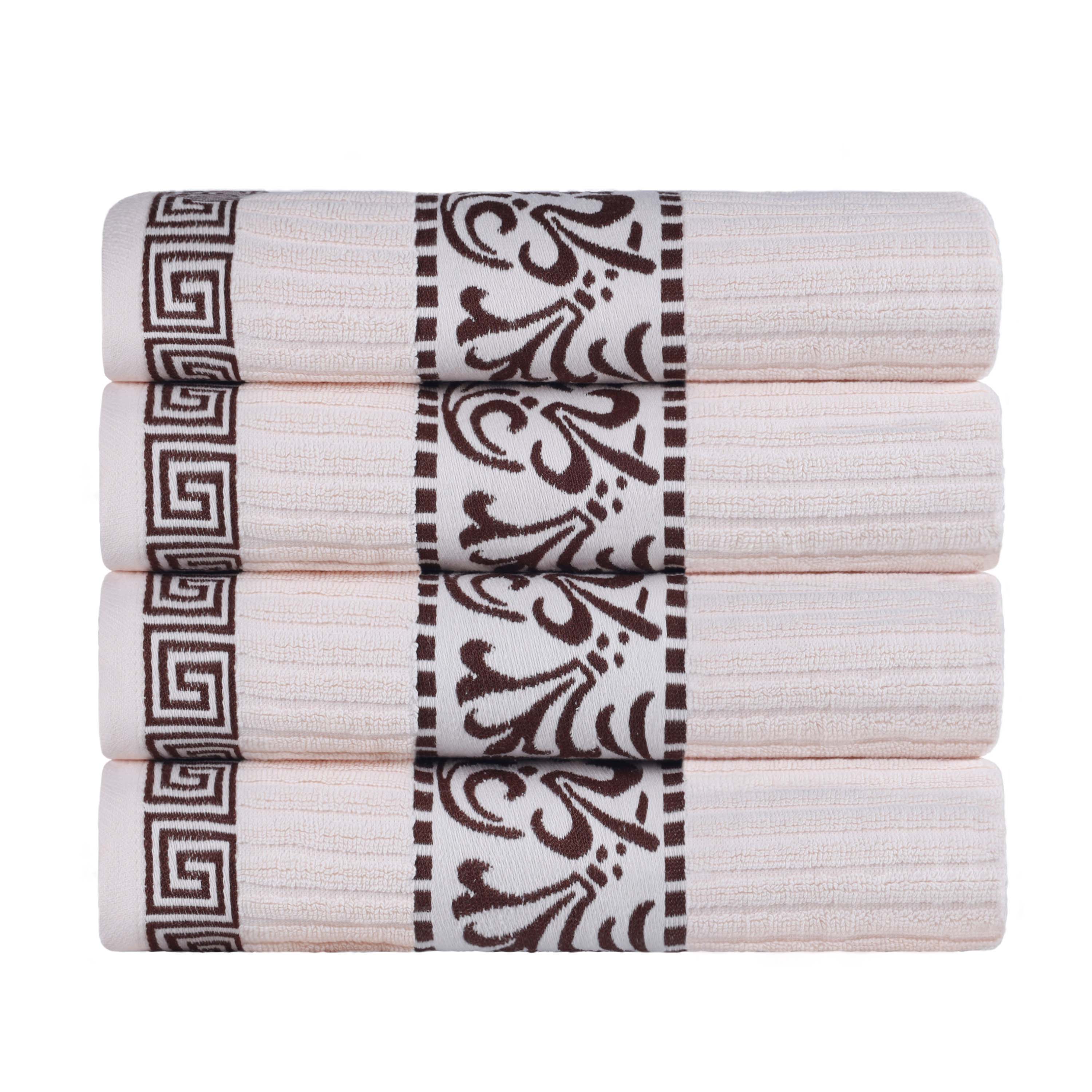 Athens Cotton Greek Key Trim Bath Towel Set of 4 - Bath Towel by Superior