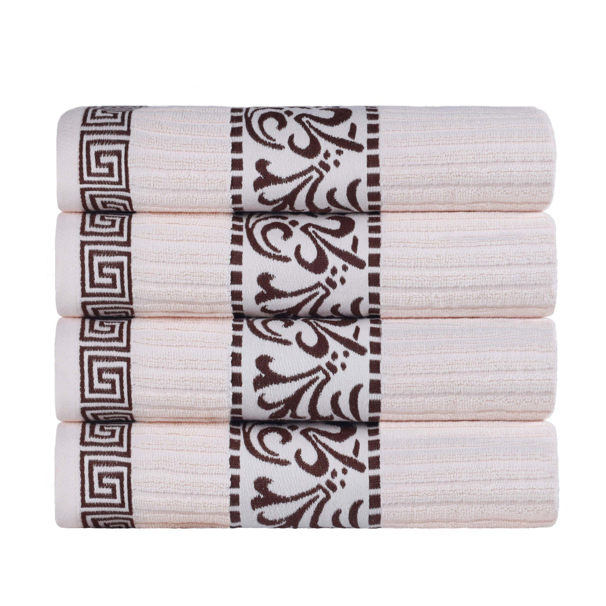 Athens Cotton Greek Key Trim Bath Towel Set of 4 - Bath Towel by Superior