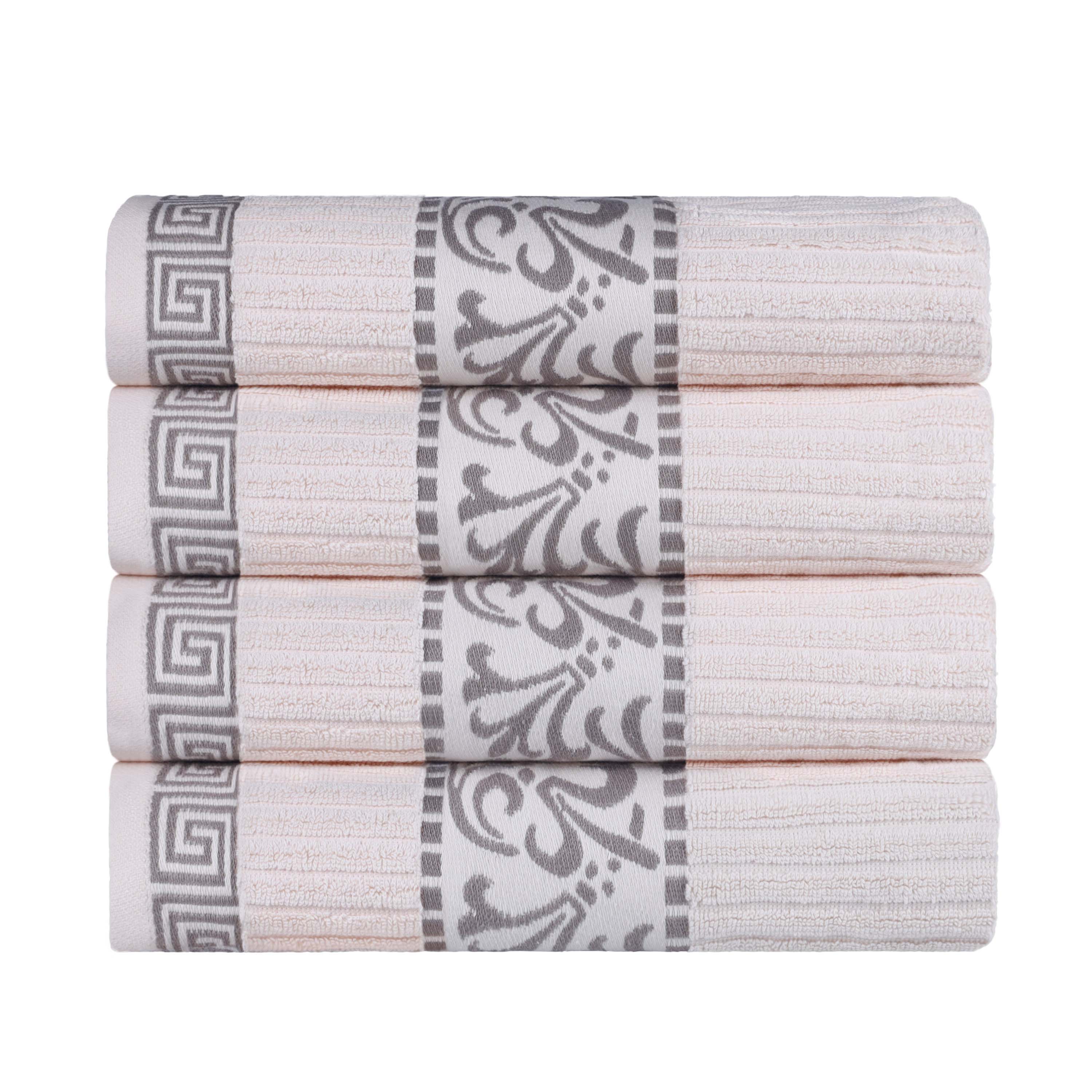 Athens Cotton Greek Key Trim Bath Towel Set of 4 - Bath Towel by Superior