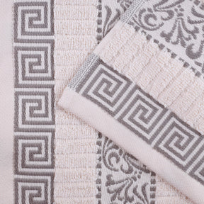 Athens Cotton Greek Key Trim Bath Towel Set of 4 - Bath Towel by Superior