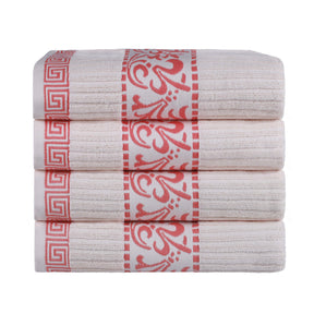 Athens Cotton Greek Key Trim Bath Towel Set of 4 - Bath Towel by Superior